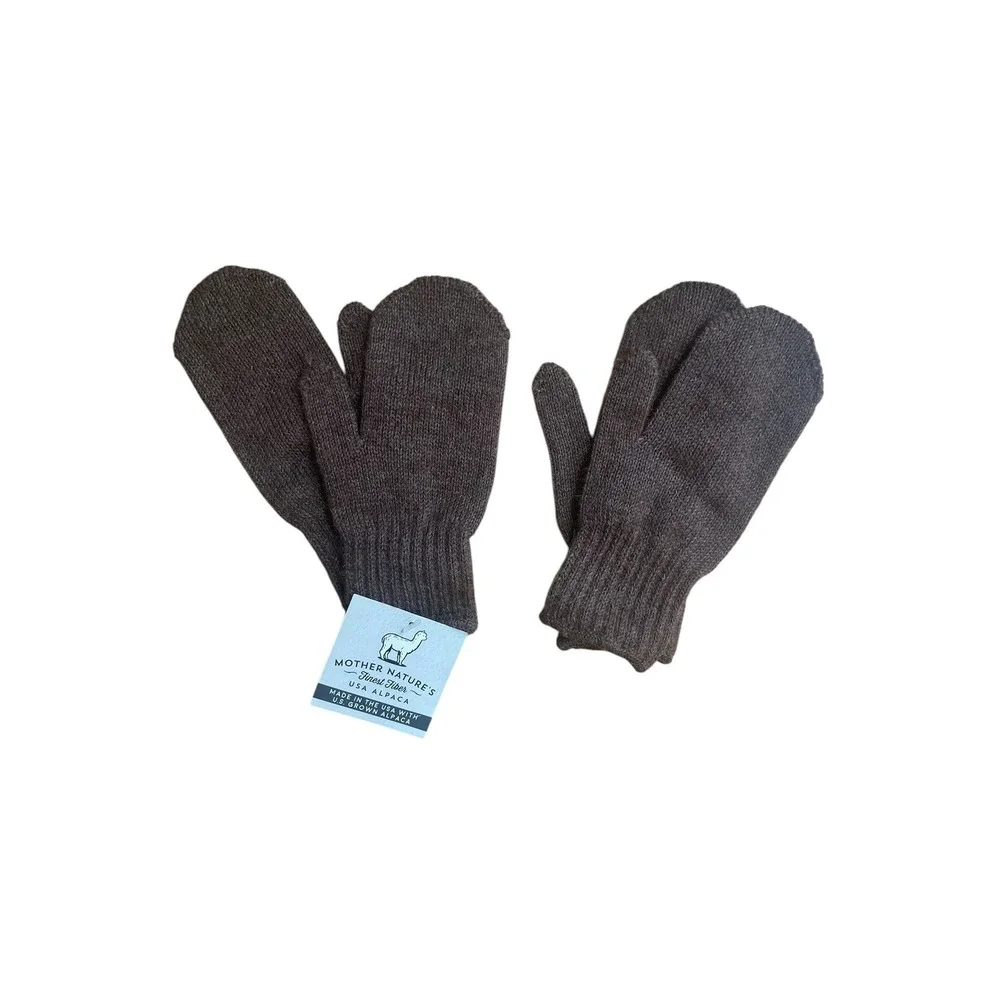 Mother Nature's Finest Fiber Kids Alpaca Mittens 2 Pair Bundle Brown USA Made